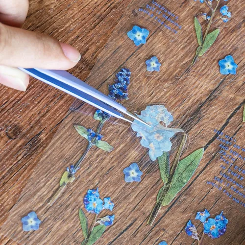 Vista 3 de Mayplous 12 hojas de calcomanías para álbumes de recortes, decoración de flores y plantas para planificador, diario, álbum, diarios, PET