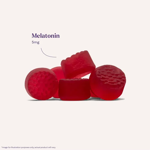 Vista 4 de Natrol Melatonina 5 mg, suplemento dietético para un sueño reparador, 60 gomitas con sabor a fresa, suministro para 60 días