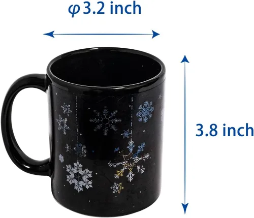 Vista 4 de Taza de cerámica con diseño de muñeco de nieve que cambia de color, taza de café mágica de 12 onzas, novedad para regalos divertidos de Navidad