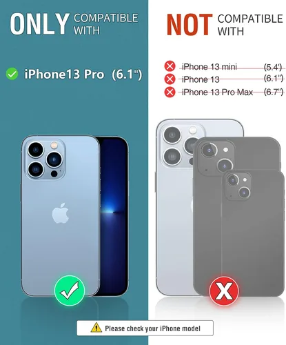 Vista 2 de OCASE Funda tipo cartera compatible con iPhone 13 Pro, de piel sintética, con tarjetero, soporte de bloqueo RFID
