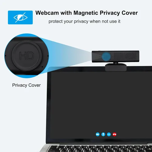 Vista 7 de Cámara web completa 1080P HD 3 en 1: cámara y altavoz para computadora de escritorio con 4 micrófonos incorporados, cámara web USB externa