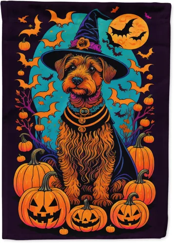 Vista 26 de Caroline's Treasures DAC1466GF - Bandera decorativa para jardín de Halloween de Affenpinscher Witchy para jardín, decoración para patio exterior