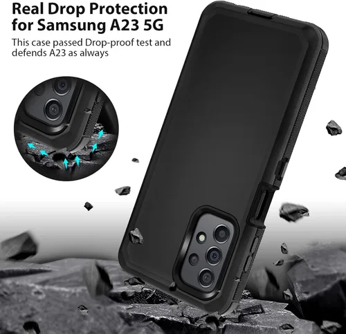 Vista 2 de Jiunai Funda para Samsung A23, a prueba de golpes, antipolvo, resistente, resistente, de doble capa, borde elevado, funda protectora al aire libre