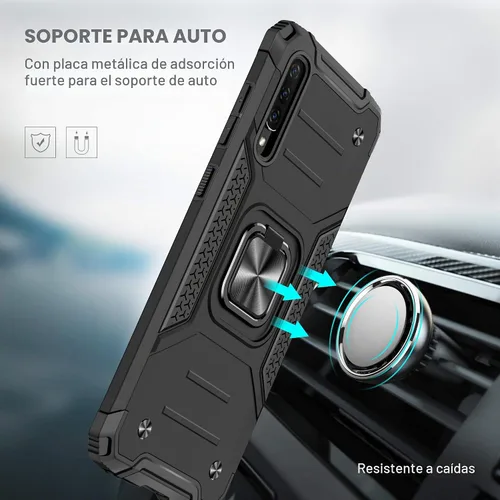 Vista 3 de Asuwish Funda compatible con Samsung Galaxy A70 y protector de pantalla de vidrio templado, accesorios para celdas, soporte de anillo, fundas Negro