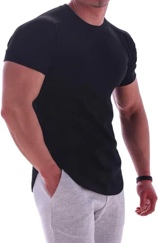 Vista 4 de Camiseta de manga corta para hombre, de algodón, ligera, para entrenamiento, gimnasio, T24