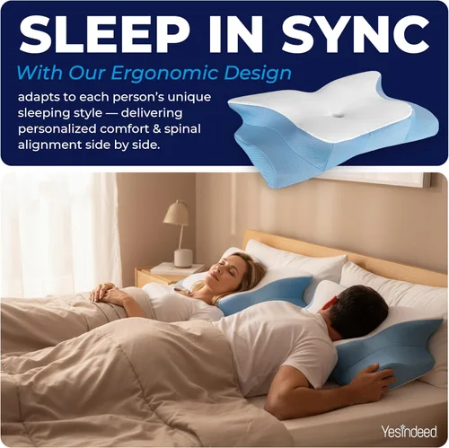 Vista 6 de Almohada refrescante para aliviar el dolor: soporte cervical para dormir, diseño de espuma viscoelástica contorneada para dolor de cuello y hombros