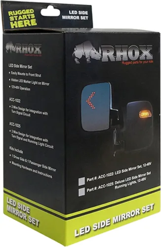 Vista 2 de RHOX ACC-1025 - Espejo LED de lujo, juego de 2, luces intermitentes de 12-48 V, 3 cables