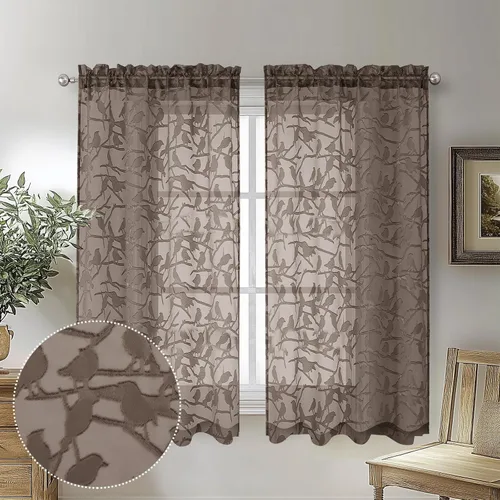 Vista 37 de OVZME Anji Clip Voile Sheer Tiers RD 2X30X36 Negro