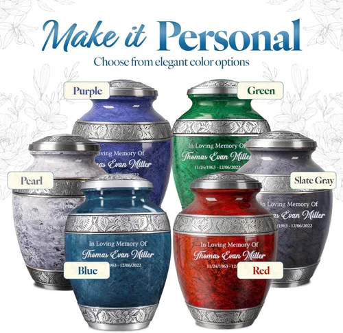 Vista 6 de Urna de cremación personalizada para cenizas humanas adultas, nombre grabado personalizado, conmemorativo funerario grande hecho a mano con diseño
