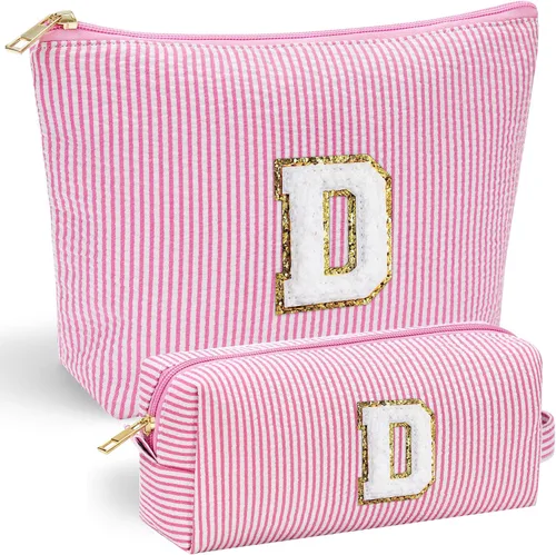 Vista 91 de YOOLIFE Regalos del Día de la Madre para Mujeres, Bolsa de Maquillaje con Iniciales, Bolsa de Maquillaje para Viaje, Bolsa de Maquillaje Negro