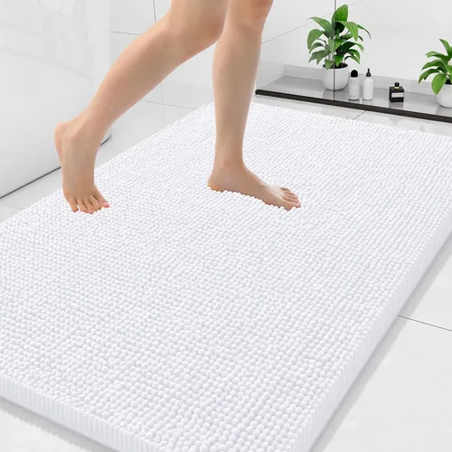 Vista 48 de Arotive Alfombras de baño de felpilla extrasuaves y absorbentes, de 24 x 16 pulgadas, lavables a máquina, parte trasera de goma antideslizante