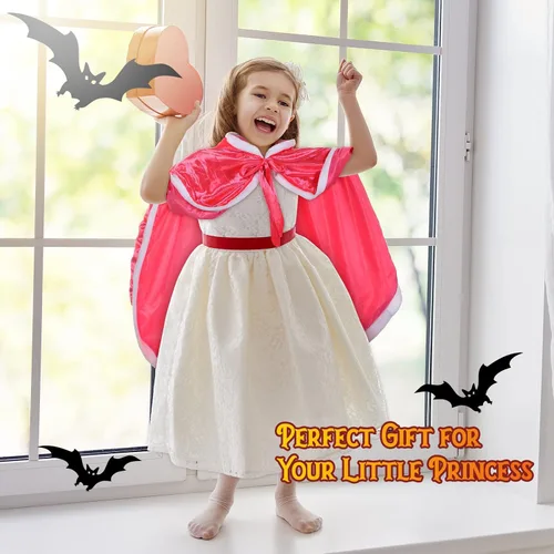 Vista 6 de Paquete de 2 capas de piel de princesa con capucha de Halloween capa de princesa con capucha disfraz para niñas pequeñas cosplay de hadas