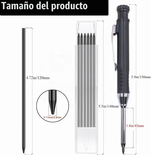 Vista 7 de TuTuYa 36 piezas de repuesto de lápiz de 0.1 in, color negro, con 1 lápiz