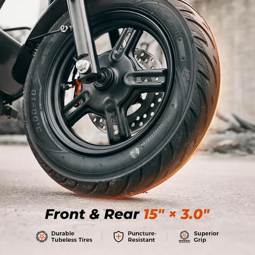 Vista 5 de iScooter Electric Scooter with Seat & Basket, 1500W, 45 Miles, 15"x3" Tires Negro y gris