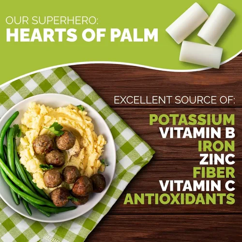 Vista 8 de Palmini Corazones de ajo asado de palmera triturados Corazones de palma bajos en carbohidratos y bajos en calorías 0.27 oz de carbohidratos