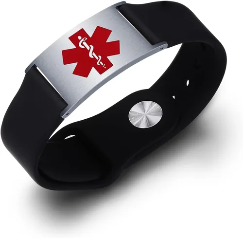 Vista 27 de Pulseras deportivas personalizadas de alerta médica para mujeres y hombres – Pulseras de identificación médica personalizadas con grabado gratuito