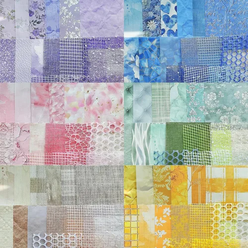 Vista 8 de PRSTINCOL 90 hojas de papel de álbum de recortes con tela de malla, paquete de 6 papeles estéticos variados para álbumes de recortes, suministros