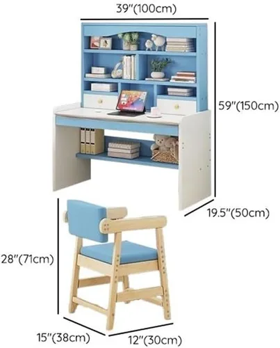Vista 2 de Mesa rectangular de almacenamiento para niños con cajón, estantería moderna, estantes para mesa de trabajo, mesa de PC, escritorio de esquina