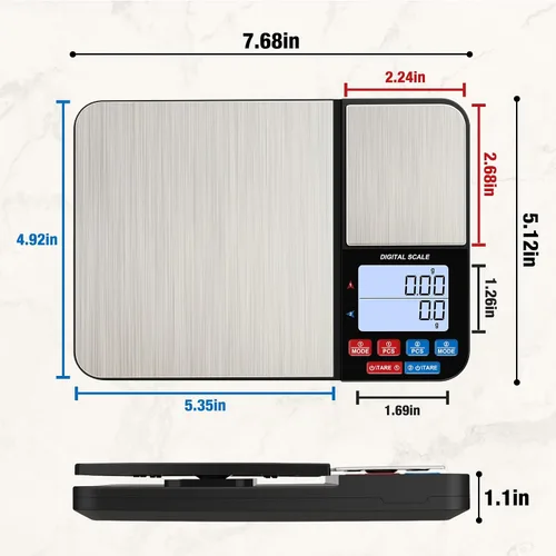 Vista 6 de Báscula digital de cocina de doble plataforma de 22 libras, báscula de alimentos de acero inoxidable Diyife con capacidad de precisión de 22 libras