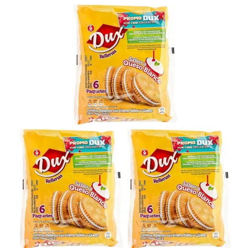 Vista 3 de Dux Sandwich Crackers (paquete de 18) con sabor a crema de queso blanco, Snack Crackers Galletas Dux con sabor a Queso blanco Colombian crakers.