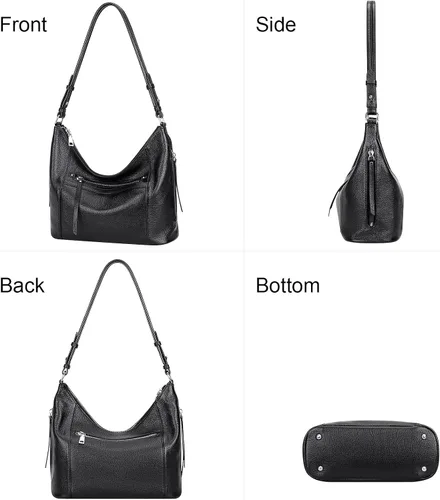 Vista 4 de Over Earth Bolso Hobo de cuero genuino para mujer, bolsos cruzados