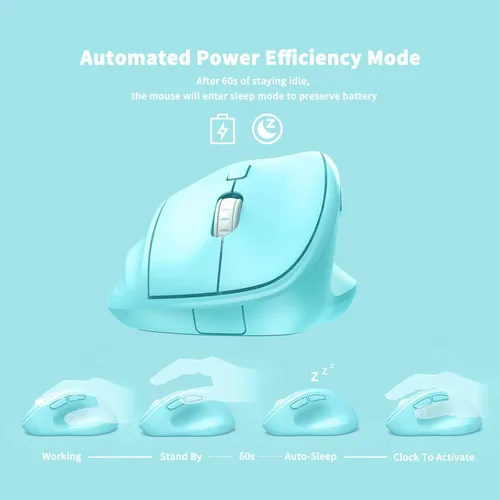 Vista 2 de Ergo Mouse inalámbrico ergonómico con receptor USB para PC, laptop y escritorio, mouse vertical con clics silenciosos de larga duración