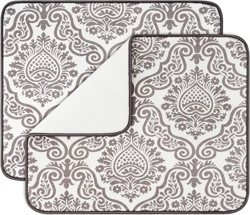 Vista 12 de Estera de secado de platos para cocina, paquete de 2, esteras de drenaje de platos de microfibra ultra absorbente de Subekyu, 19.2 por 15.8 pulgadas