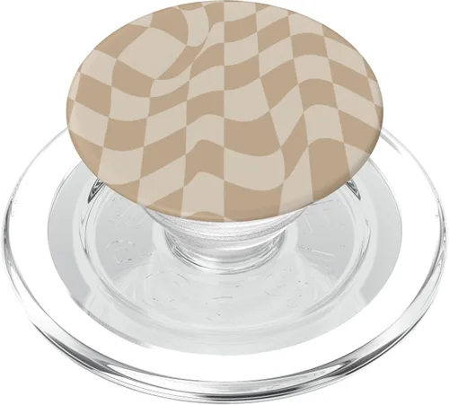 Vista 8 de PopSockets de cuadros clásicos beige neutro con diseño de cuadros