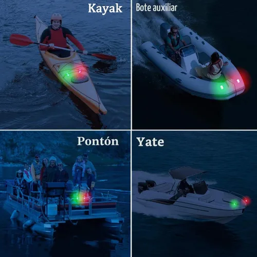 Vista 7 de Kayak Lights for Night Kayaking, Battery Operated Red and Green Navigation Lights for Dinghy, Canoe, Jetski