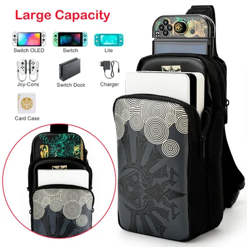 Vista 2 de Owngen Travel Bag for Nintendo SwitchLiteOLED, for Zelda Tears of the Kingdom Portable Sling Shoulder Crossbody Carrying Storage Accessories
