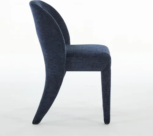 Vista 8 de Set of 2 Dining Chairs with Hollowed-Out Backrest, Chenille Upholstered Desk Chair and Table & Chair Sets for Kitchen and Dining Room,Blue