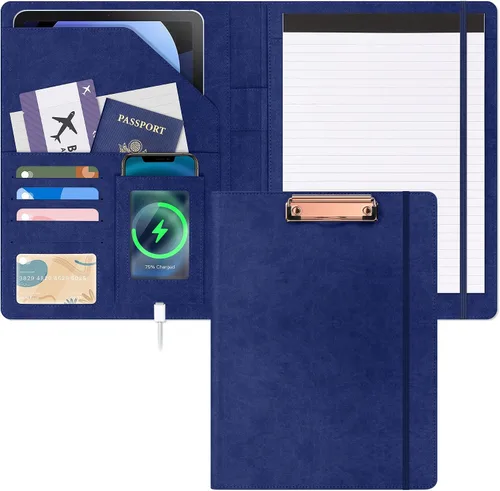 Vista 13 de Portafolio Folio Carpeta Portafolio con Bloc de Notas-Bolsillo Portatarjetas de Visita Marrón Imitación PU Cartera