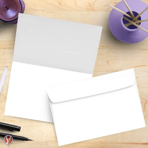Vista 3 de Juego de tarjetas plegables grandes en blanco, cartulina blanca de 8.5 x 11 pulgadas y sobres de 6 x 9 pulgadas, perfecto para saludos de negocios