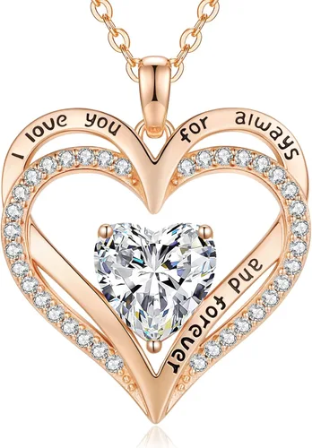 Vista 9 de CDE Collares de piedra natal para mujer, plata de ley 925, collar con colgante de corazón para siempre, Navidad, cumpleaños, aniversario, día de San