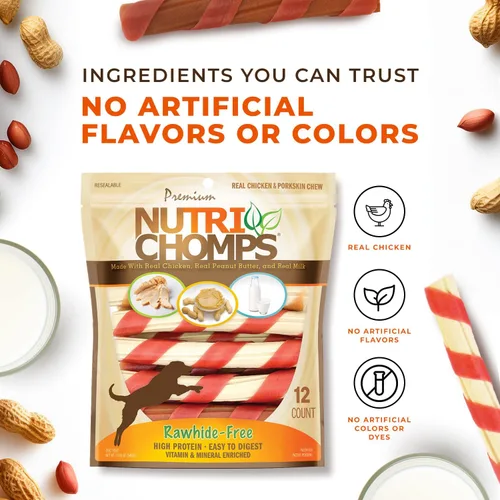 Vista 5 de NutriChomps - Masticables para perros, giros de 6 pulgadas, fáciles de digerir, golosinas para perros sin piel cruda, saludables, 12 unidades, pollo