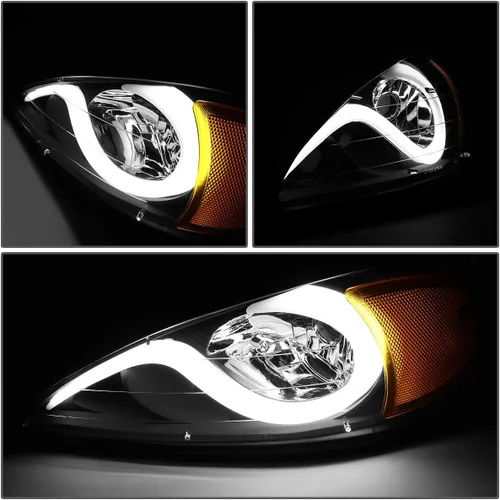 Vista 3 de DNA MOTORING LED DRL - Faro delantero para parachoques delantero, compatible con PONTIAC GRAND AM 99-05, negro/ámbar, HL-HPL-PGAM99-BK-AM