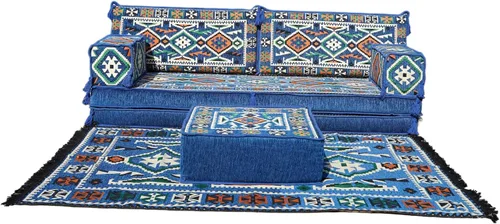 Vista 43 de arabicsofa Sofá Tradicional Árabe para Piso – Juego de Cojines Modulares para Sala de Estar Azul