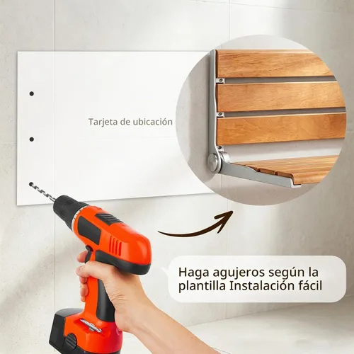 Vista 7 de Asiento de ducha de montaje en pared de 18", banco de ducha de montaje en pared para interior de ducha, asiento de ducha plegable, asientos de ducha