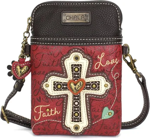 Vista 2 de Chala - Bolsa de piel sintética multicolor con correa ajustable para teléfono celular
