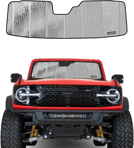Vista 11 de Pigenius Parasol para parabrisas para Ford Bronco 2021-2025, parasol de ventana frontal de ajuste personalizado, cuero