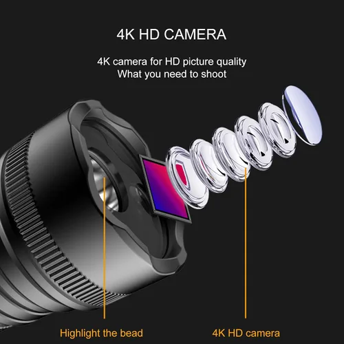 Vista 3 de Cámara de casco, 4K 120 grados gran angular 5 modos de iluminación USB 2.0, cámara de acción con linterna para deportes al aire libre