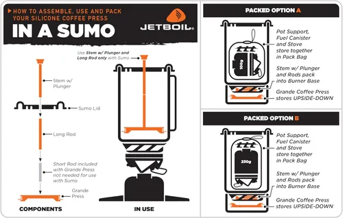 Vista 7 de Jetboil Cafetera de prensa francesa de silicona Estufas de camping y mochilero, 33.8 fl oz Grande