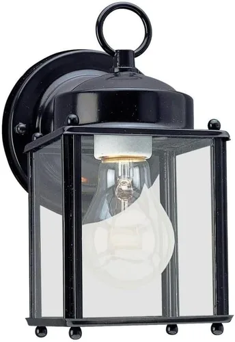 Vista 2 de Sea Gull Lighting 8592-15 - Farol de pared para exteriores con paneles de vidrio transparente, acabado blanco
