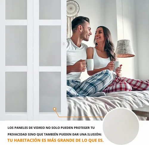 Vista 7 de BARNER HOME Puerta plegable, para abertura de 24"×80", panel plegable de puerta de 3 hojas de vidrio templado esmerilado con kit de herrajes