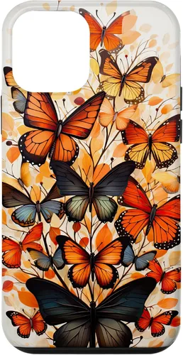 Vista 12 de iPhone 14 mariposa estética naranja mariposas naturaleza acuarela caso