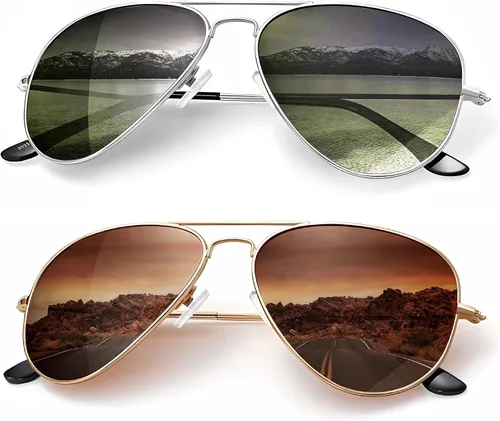 Vista 7 de KALIYADI Classic Aviator Sunglasses for Men Women Driving Sun glasses Polarized Lens UV Blocking Negro