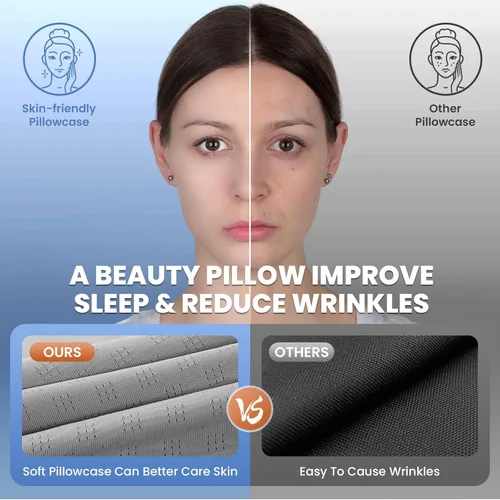 Vista 4 de JINXIA Almohada cervical cervical para dormir, almohadas de espuma viscoelástica inodoras y funda de enfriamiento, almohada ortopédica ergonómica