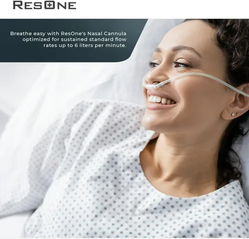 Vista 4 de ResOne 2 pies de cánula nasal de oxígeno para adultos suaves, 1 paquete - puntas curvas, tubo resistente a la compresión - tubos nasales