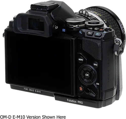 Vista 6 de Fotodiox Pro, todo metal negro cámara mano agarre para Olympus OM-D E-M5 cámara digital sin espejo con acceso a la batería