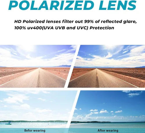 Vista 3 de MAXJULI Gafas de sol polarizadas de aviador para cabezas grandes, hombres y mujeres 8123
